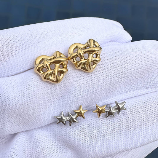 18k Gold-plated Stainless Steel Heart Stud Earrings