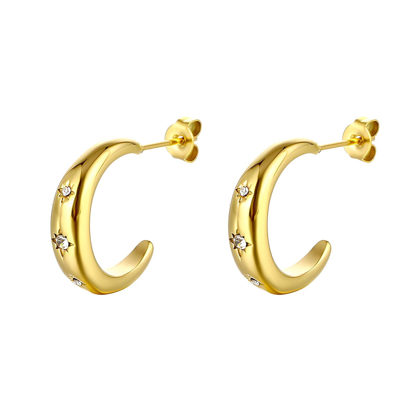 18k Gold-plated Stainless Steel Hoop Earrings