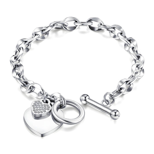 Stainless Steel Heart Chain Bracelet