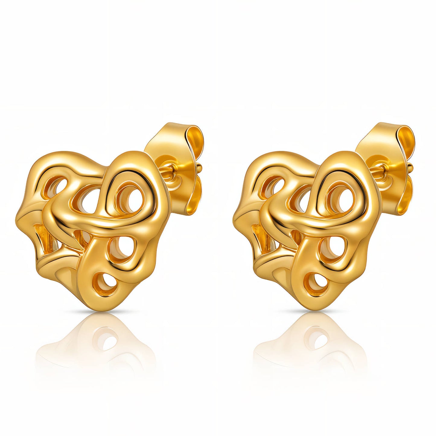 18k Gold-plated Stainless Steel Heart Stud Earrings