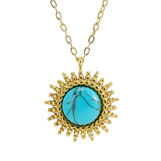 18k Gold-plated Stainless Steel Turquoise Sun Necklace
