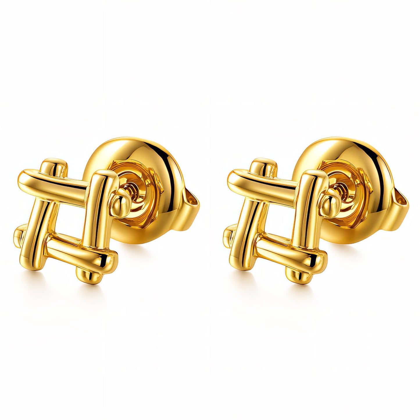 18k Gold-plated Stainless Steel Square Stud Earrings