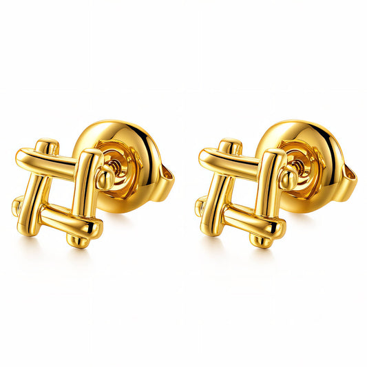 18k Gold-plated Stainless Steel Square Stud Earrings