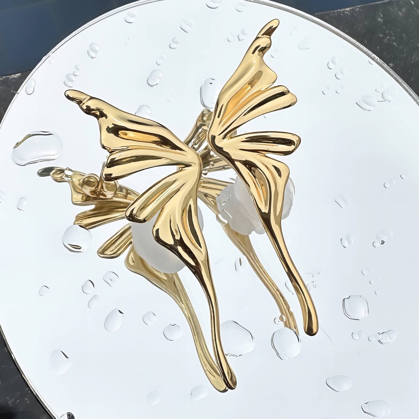 18k Gold-plated Stainless Steel Butterfly Earrings