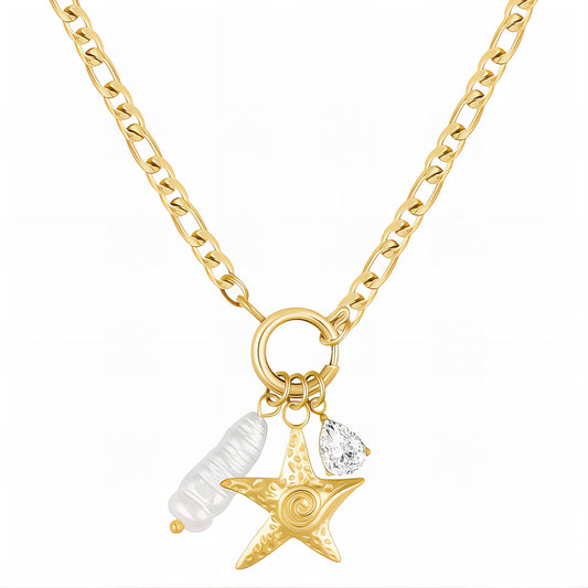 18K Gold-plated Stainless Steel Starfish Necklace