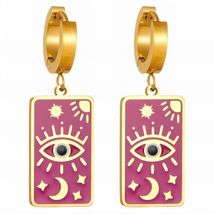 18k Gold-plated Stainless Steel Evil Eye Earrings