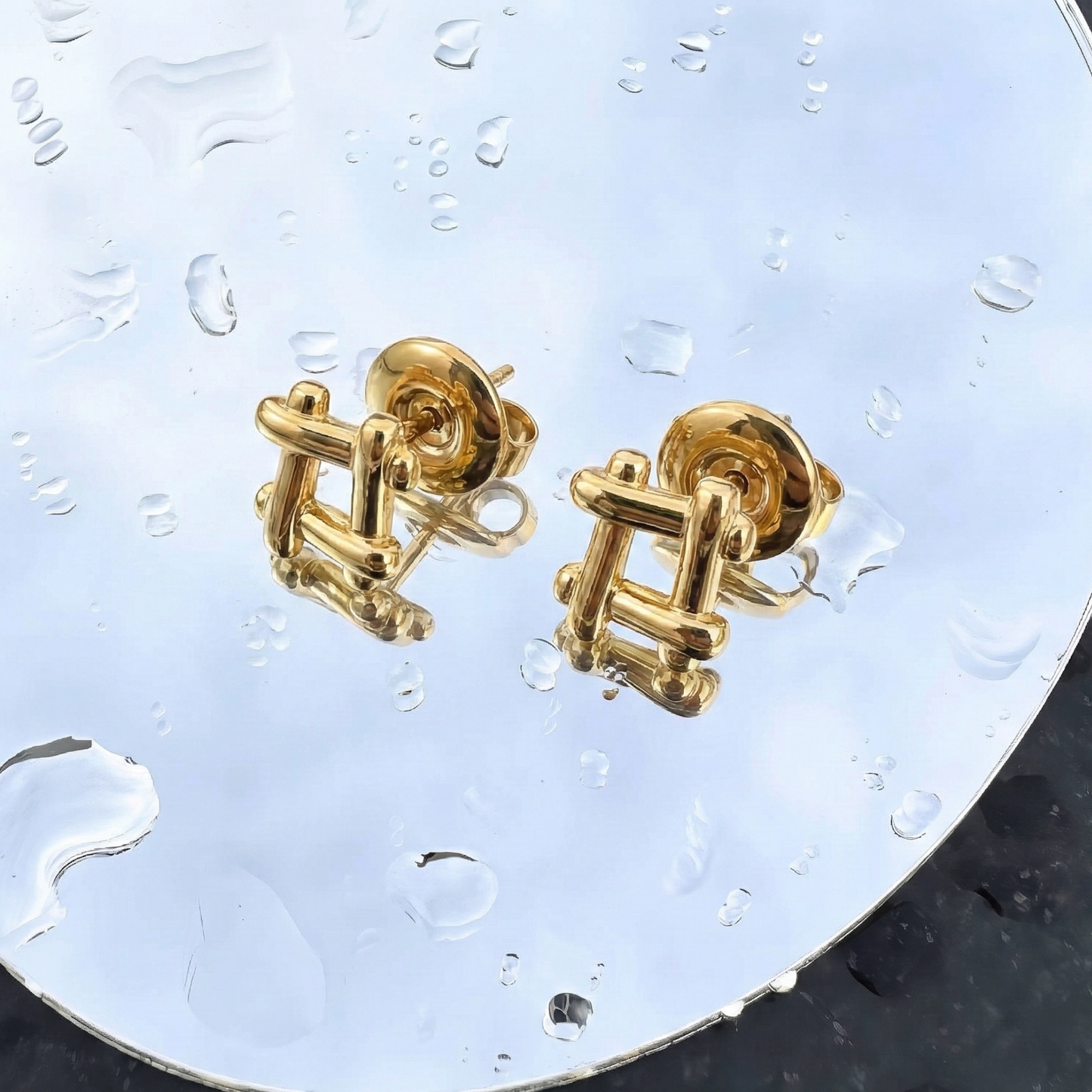 18k Gold-plated Stainless Steel Square Stud Earrings