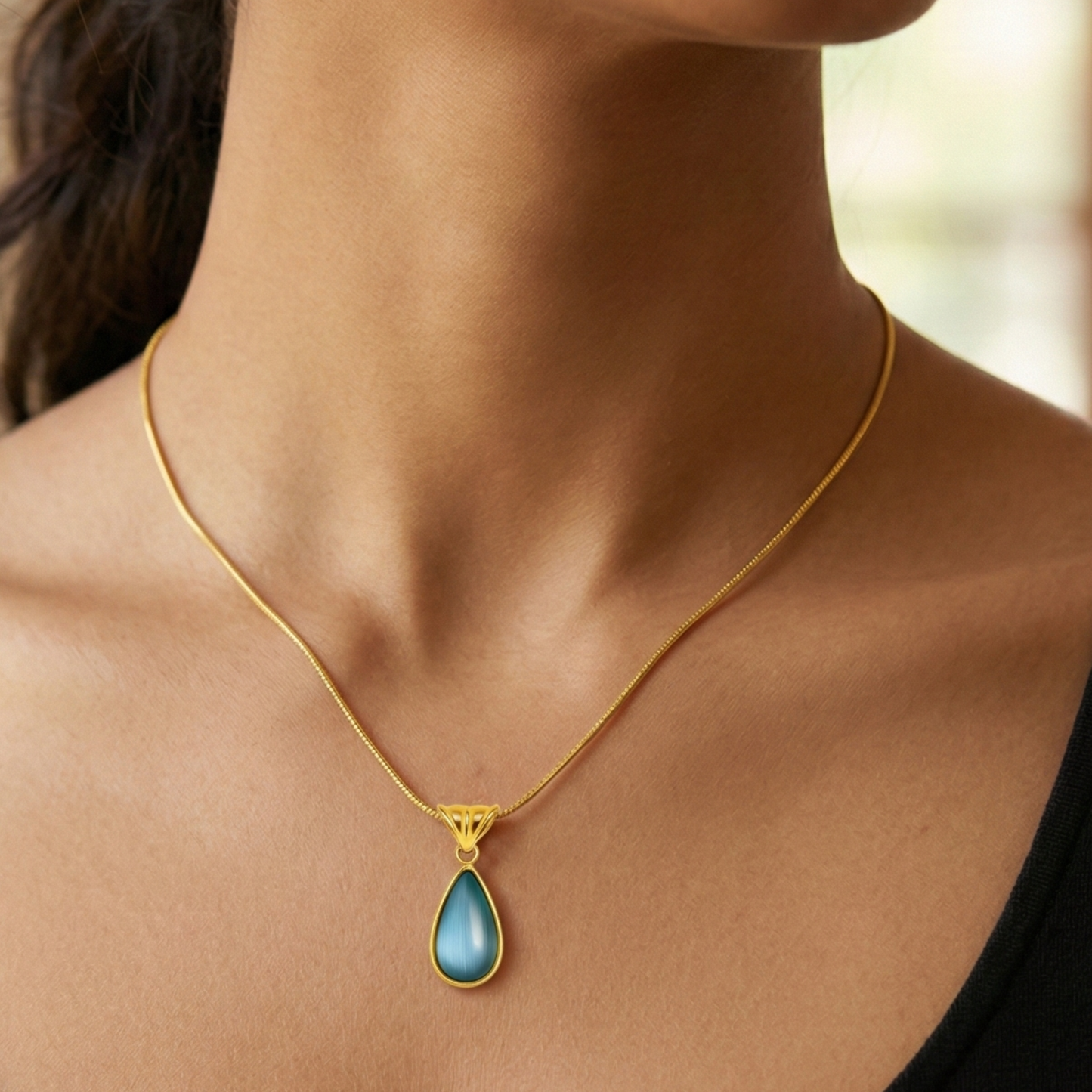 18K Gold-plated Stainless Steel Teardrop Necklace