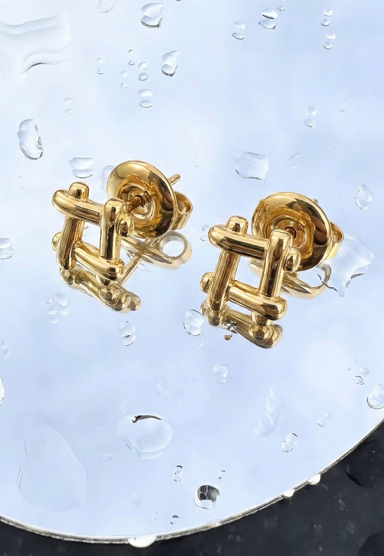 18k Gold-plated Stainless Steel Square Stud Earrings