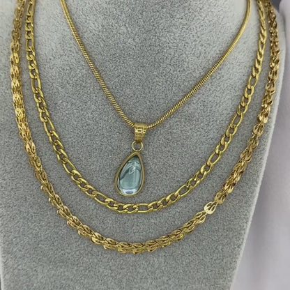 18K Gold-plated Stainless Steel Teardrop Necklace