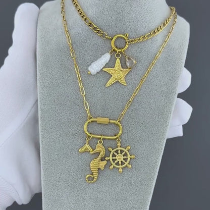 18K Gold-plated Stainless Steel Starfish Necklace