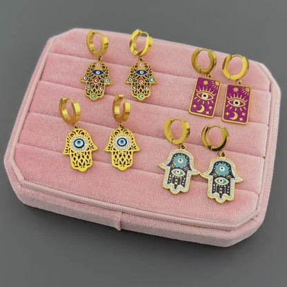 18k Gold-plated Stainless Steel Evil Eye Earrings