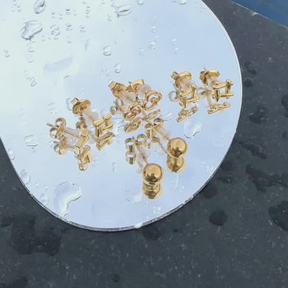 18k Gold-plated Stainless Steel Square Stud Earrings