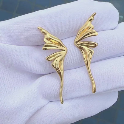 18k Gold-plated Stainless Steel Butterfly Earrings